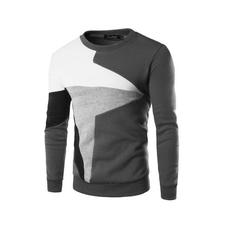 "Mäns crewneck sweatshirt med ribbstickade detaljer, blå färg, mjukt bomullsmaterial, designad för komfort och stil."