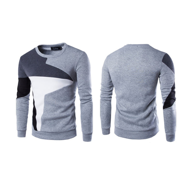 "Mäns crewneck sweatshirt med ribbstickade detaljer, blå färg, mjukt bomullsmaterial, designad för komfort och stil."