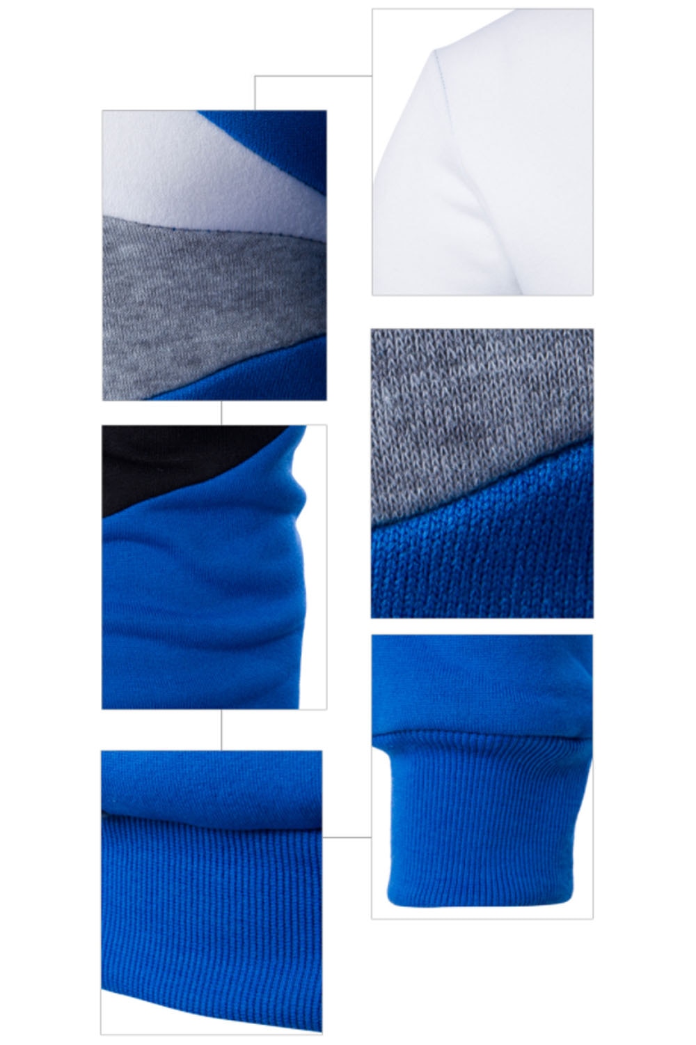 "Mäns crewneck sweatshirt med ribbstickade detaljer, blå färg, mjukt bomullsmaterial, designad för komfort och stil."