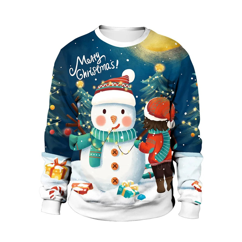 Herrtröja med jultryck, varm och stilfull, rödgrön design, perfekt för vinter och julfirande.