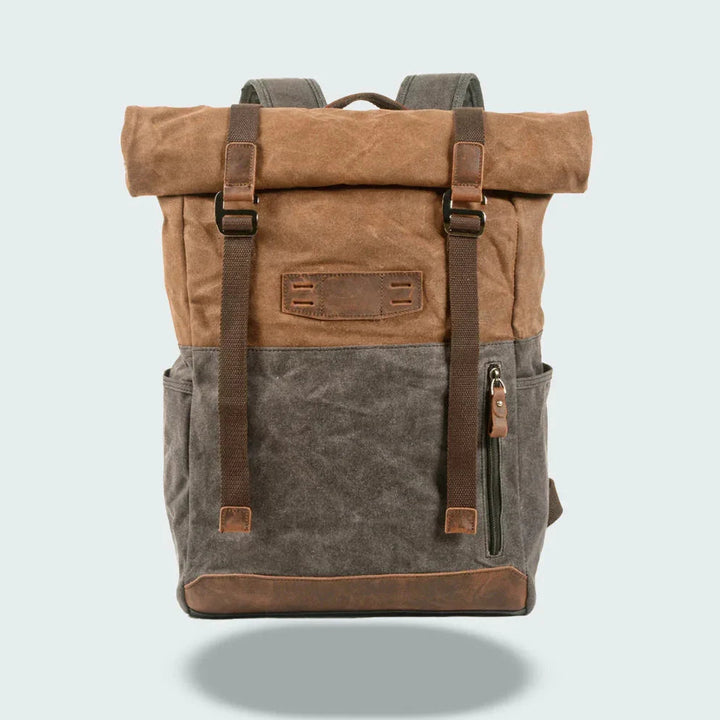 Mäns modern rolltop ryggsäck i slitstark väv, justerbar design, vadderade axelremmar, idealisk för vardag och resor.