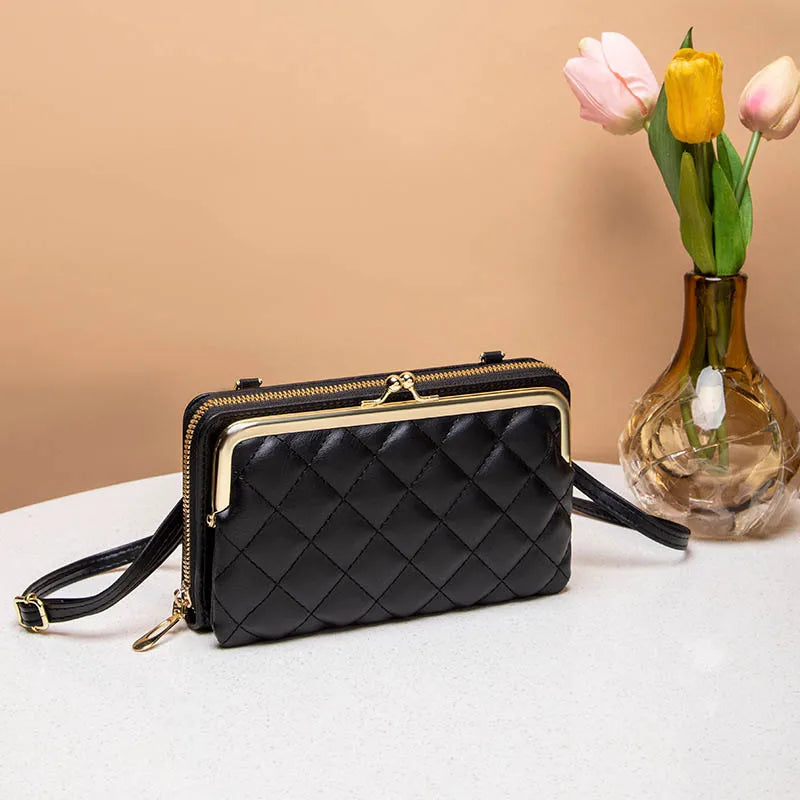 "Modern dam crossbody väska i elegant PU-läder med justerbar axelrem, flera fack, tidlöst design, perfekt för alla tillfällen