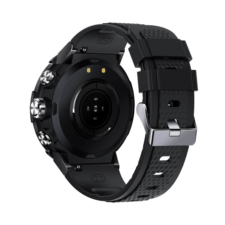 "Modern vattentät smartklocka för män, stilren design, 1.32 tum HD-skärm, sportlägen, hälsofunktioner, silikagelarmband."
