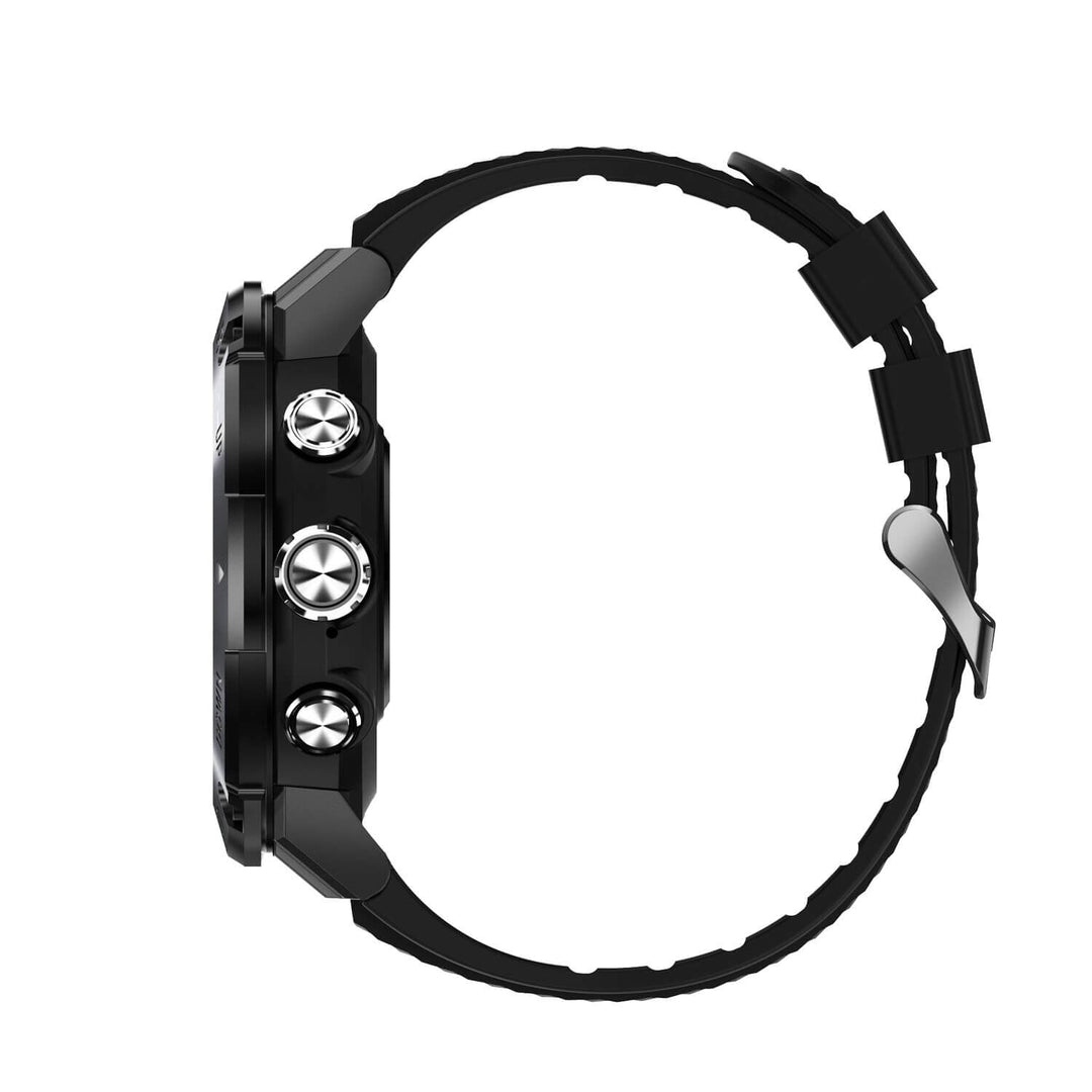 "Modern vattentät smartklocka för män, stilren design, 1.32 tum HD-skärm, sportlägen, hälsofunktioner, silikagelarmband."
