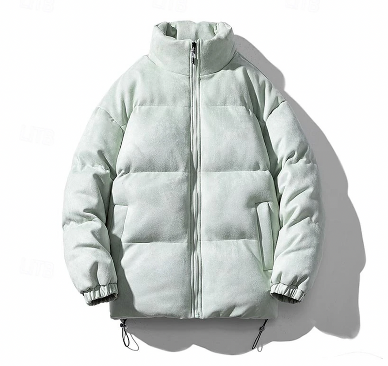 "Quiltad herr vinterjacka i modern stil, elegant design, svart färg, värmande och bekväm för kalla dagar, lätt att styla."