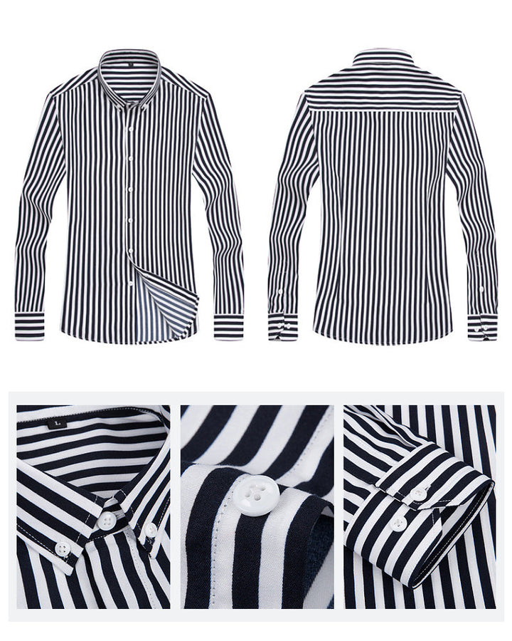 Randig herrskjorta i modern businessstil, mjuk bomullsblandning, elegant och professionell look, perfekt för kontor.