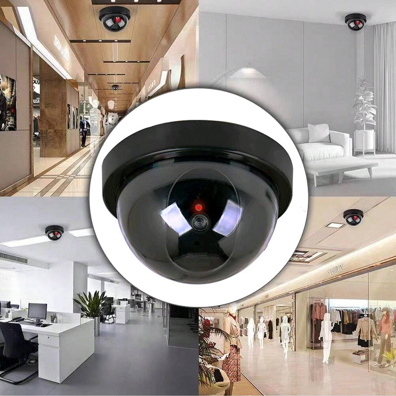 "Realistisk fejkövervakningskamera i svart med blinkande rött LED-ljus, enkel installation för effektivt säkerhetsavskräckand