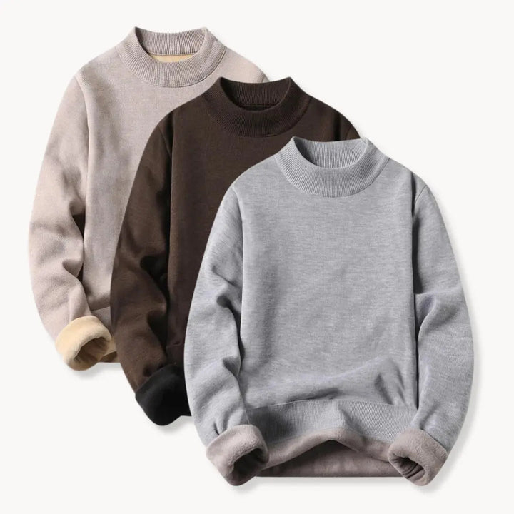 Ribbstickad tröja för kvinnor, rundhals, lång ärm, beige, elegant och varm för höst och vinter.