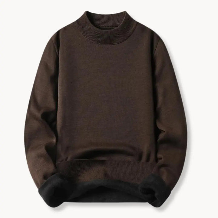 Ribbstickad tröja för kvinnor, rundhals, lång ärm, beige, elegant och varm för höst och vinter.