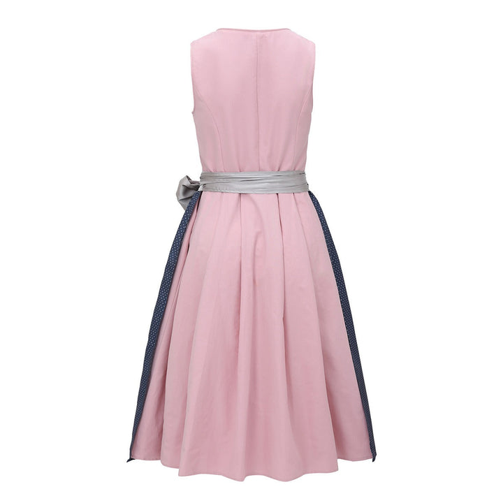 "Rosa vintage Dirndl klänning med klassiska detaljer för festliga tillfällen, perfekt för Oktoberfest och temafester."