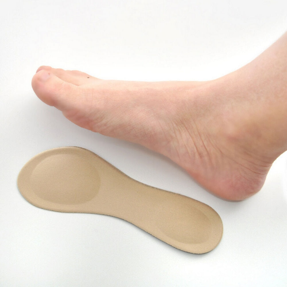 "Sko skoinlägg för fotvalvstöd för kvinnor, beige tyg, 3D svampkudde, idealisk för klackar och sneakers, smärtlindring."
