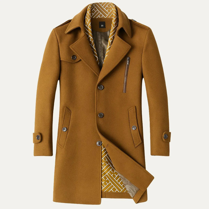 "Skräddarsydd manskappa i klassisk stil, elegant snitt, grå ullblandning, passar formella och smart-casual tillfällen"