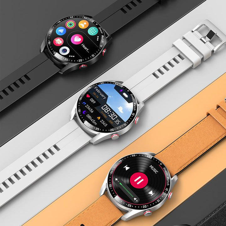 Smartwatch för herr och dam med blodsockermätning, vattentålig design, stor HD-skärm och elegant utseende.