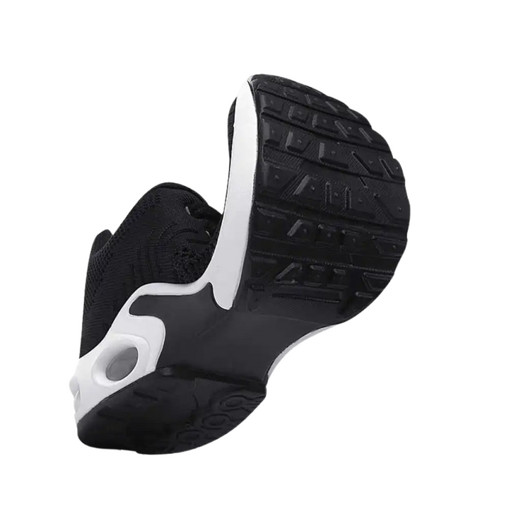 "Snygga dam sneakers med hålfotsstöd och luftkuddar, gråa och vita, perfekt för komfort och aktiv livsstil."