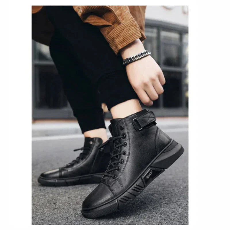 "Snygga herrsneakers i urban streetwear-stil med andningsaktiv design och mångsidiga färger, perfekt för stadsmiljö."