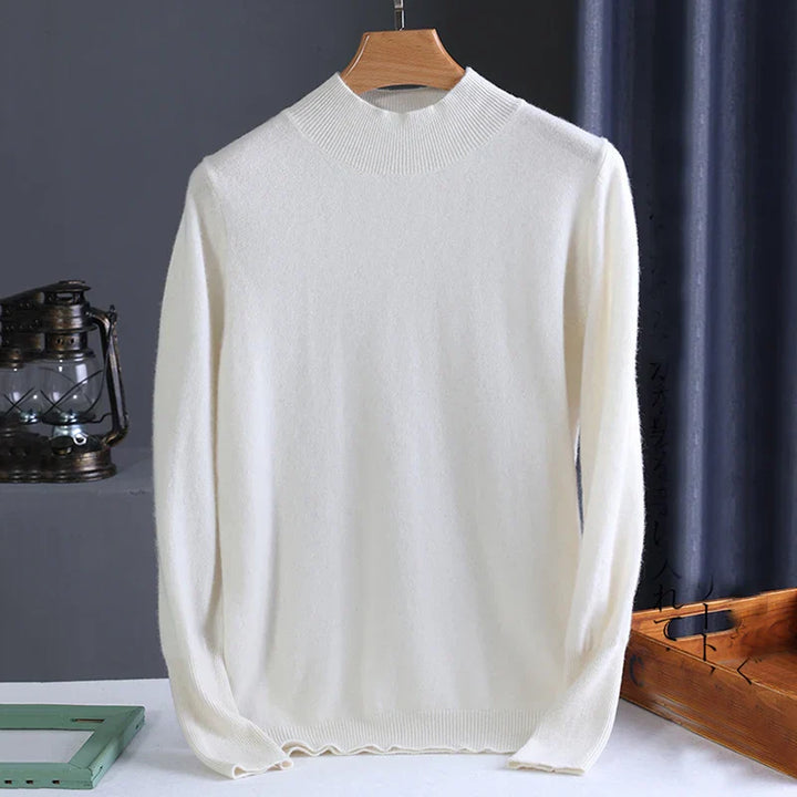"Stickad dam turtleneck tröja, långärmad och varm, framifrån för eleganta höst- och vinterdagar, slank passform."