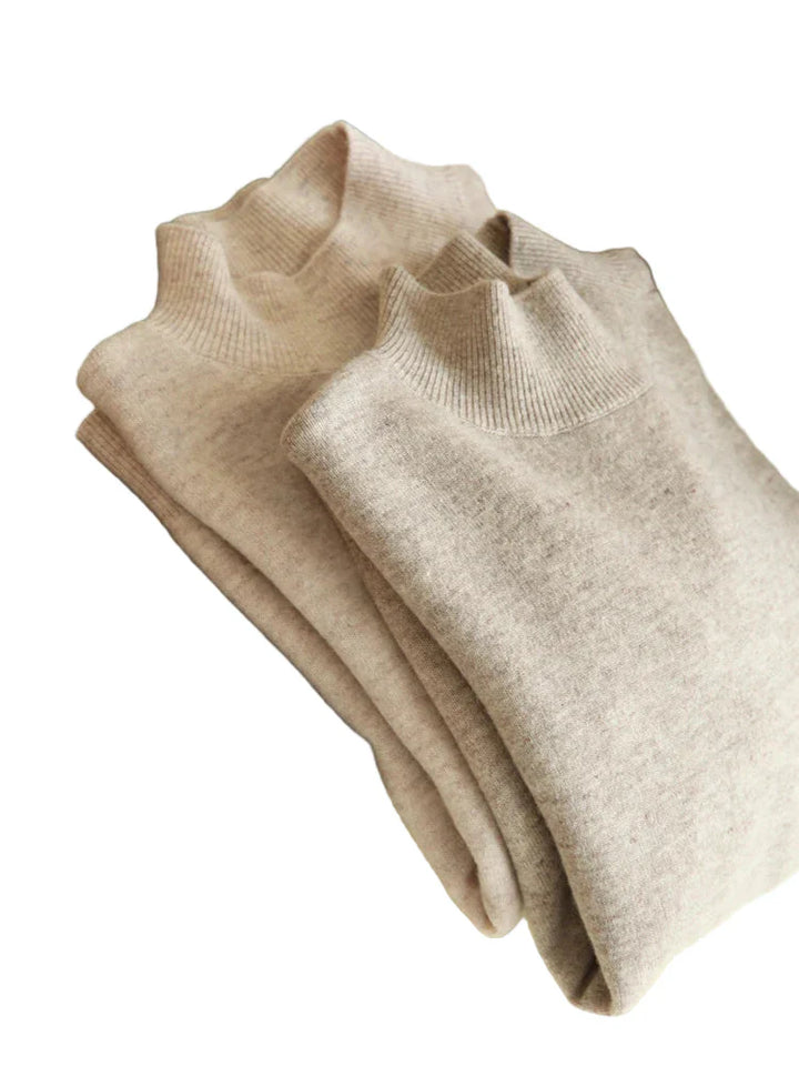 "Stickad dam turtleneck tröja, långärmad och varm, framifrån för eleganta höst- och vinterdagar, slank passform."
