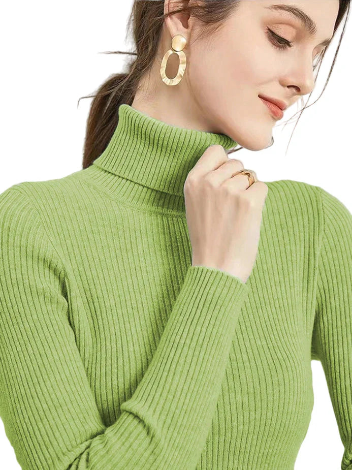 "Stickad damtröja med mönstrad turtleneck, långärmad, idealisk för eleganta och värmande vardags- och formella stilar."