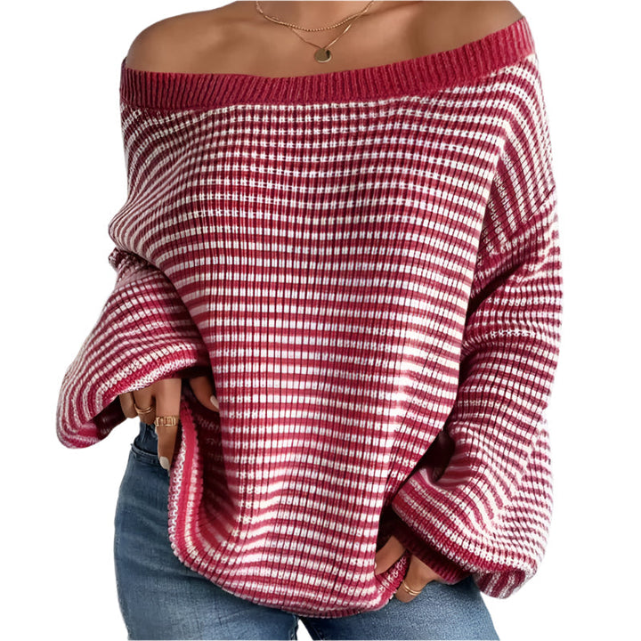 "Stickad damtröja oversized med lanternärmar i mjuk akrylblandning, texturerad för stil och komfort."
