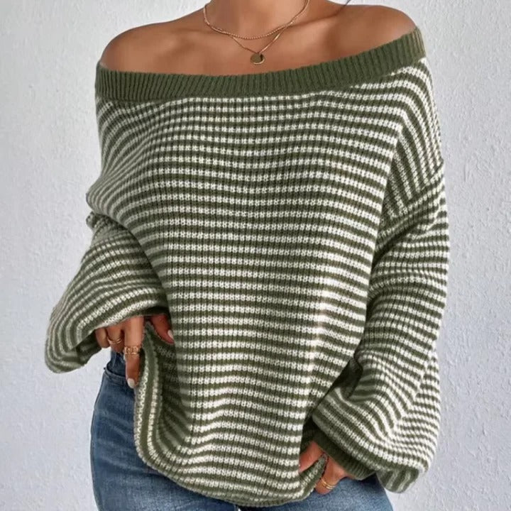"Stickad damtröja oversized med lanternärmar i mjuk akrylblandning, texturerad för stil och komfort."