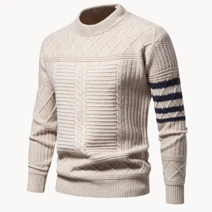 "Stilren herrtröja crewneck med ribbdetaljer och modern siluett. Perfekt för vardag och semi-formella tillfällen."