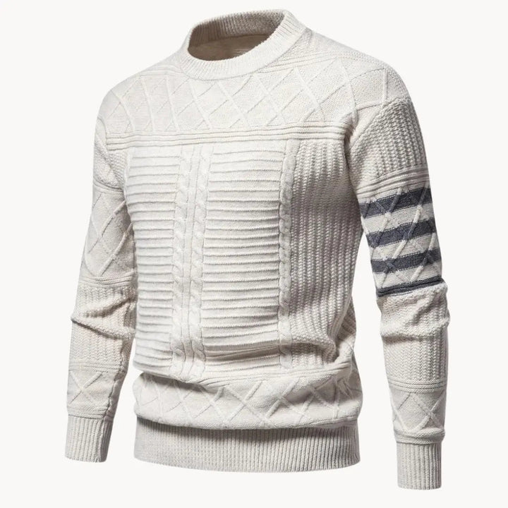 "Stilren herrtröja crewneck med ribbdetaljer och modern siluett. Perfekt för vardag och semi-formella tillfällen."