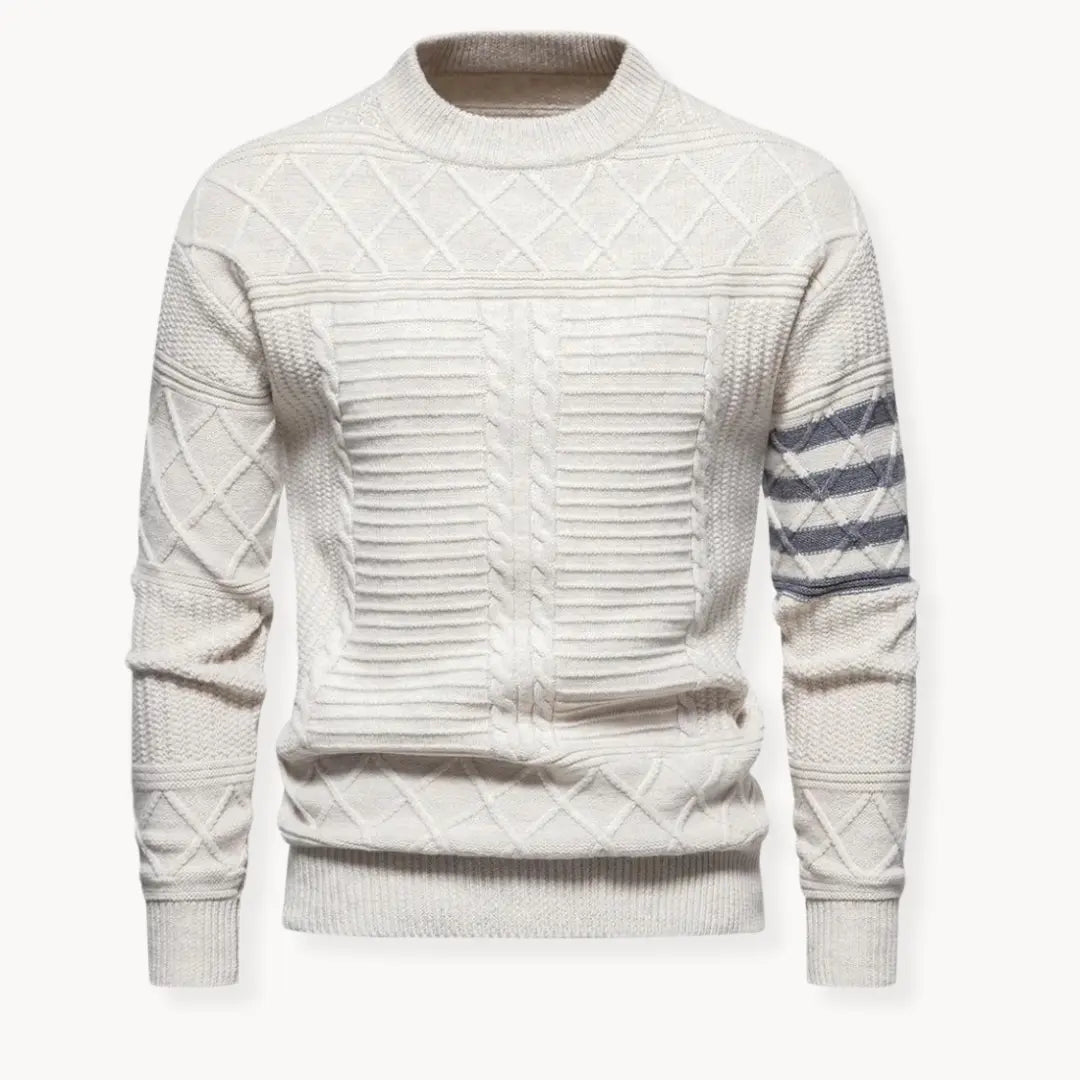 "Stilren herrtröja crewneck med ribbdetaljer och modern siluett. Perfekt för vardag och semi-formella tillfällen."