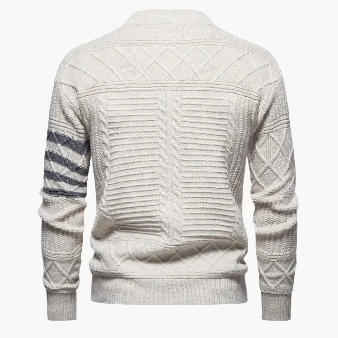 "Stilren herrtröja crewneck med ribbdetaljer och modern siluett. Perfekt för vardag och semi-formella tillfällen."