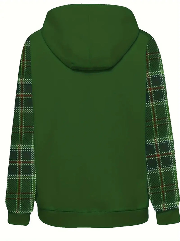 "Stilren mäns hoodie med rutigt mönster i bomullsblandning, bekväm och trendig design för alla tillfällen."