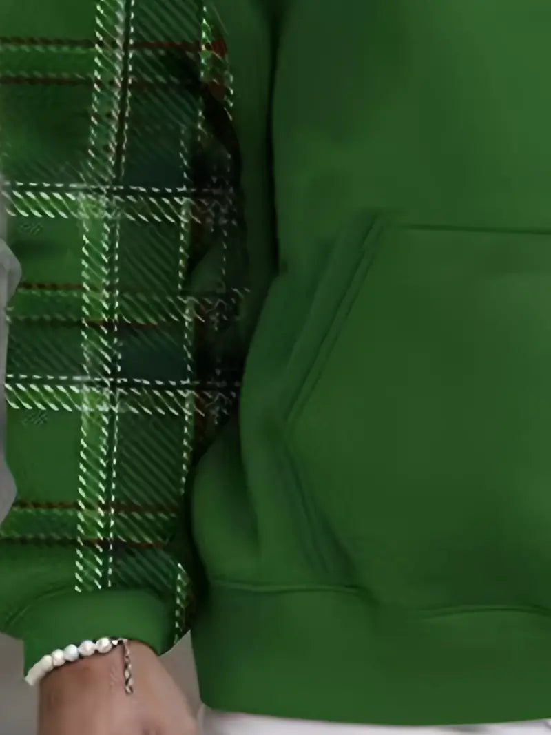 "Stilren mäns hoodie med rutigt mönster i bomullsblandning, bekväm och trendig design för alla tillfällen."