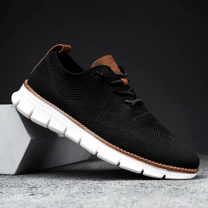 "Stilrena herr urban sneakers i syntetiskt material, svarta, med andningsbar design för maximal komfort och hållbarhet."
