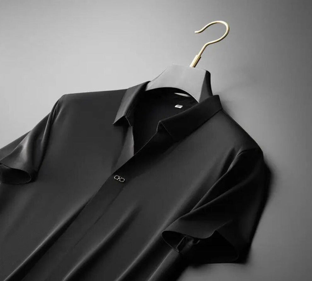 "Stilrent herr tweed polo set med korta ärmar, luftig passform, klassisk design för vår- och höstsäsongen."
