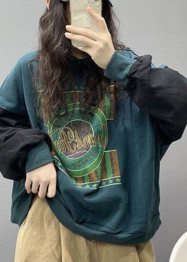 "Streetwear herrtröja med tryck, avslappnad passform, bomullsblandning, svart, unik design framtill, herrmode."