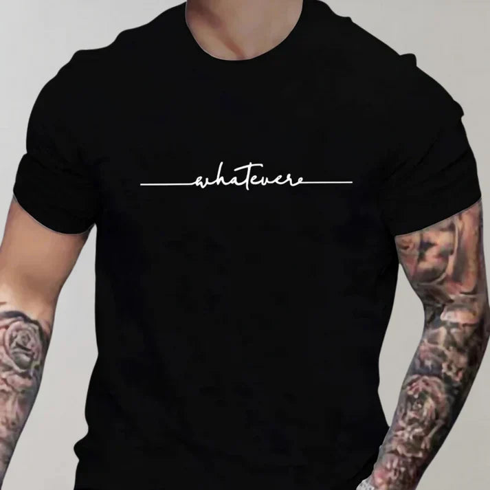 "Svart herr rundhalsad T-shirt i mjuk bomullsblandning, klassisk stil, perfekt för vardagsbruk."
