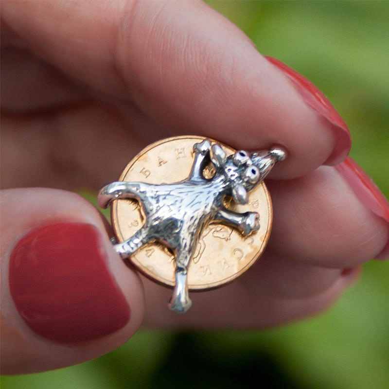 "Talisman i legering med muscharm, rund design med detaljrik mus på mynt. Accessoar ger lycka, skydd och stil."