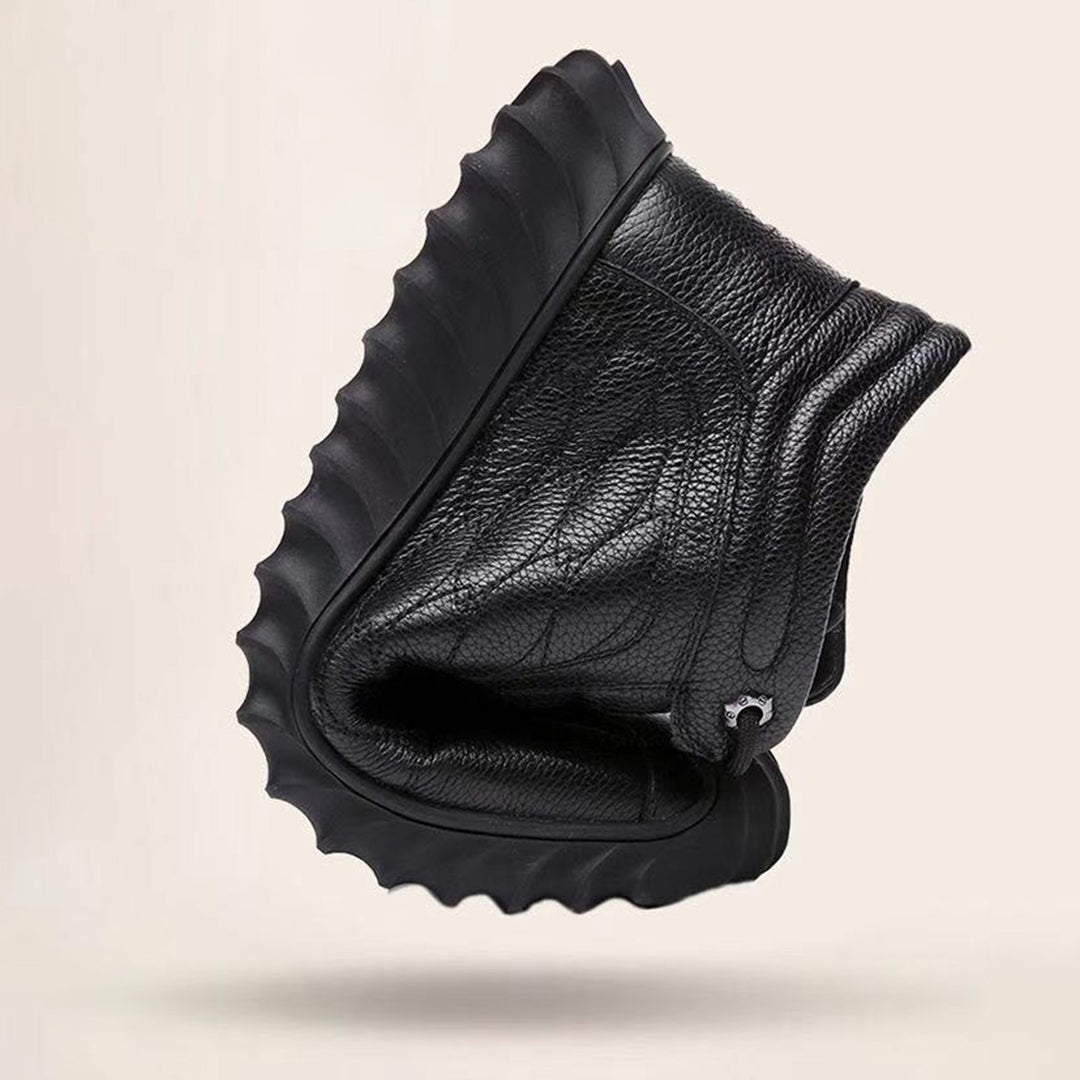 "Tidlösa svarta herrskor för vinter, med elastisk syntetmaterial och elegant design, passar formella och avslappnade tillfäll