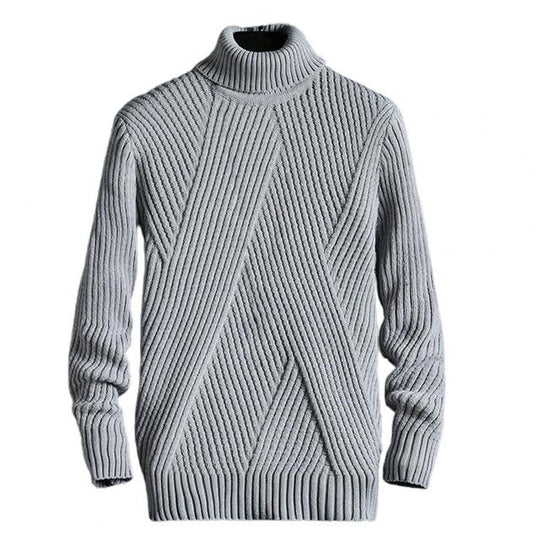 "Tjock herrtröja i bomullsblandning för höst och vinter; varm, klassisk design i beige, ideal för kyliga dagar."