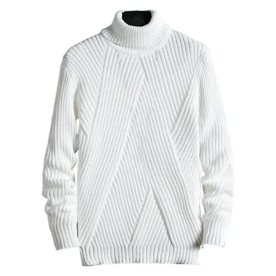 "Tjock herrtröja i bomullsblandning för höst och vinter; varm, klassisk design i beige, ideal för kyliga dagar."