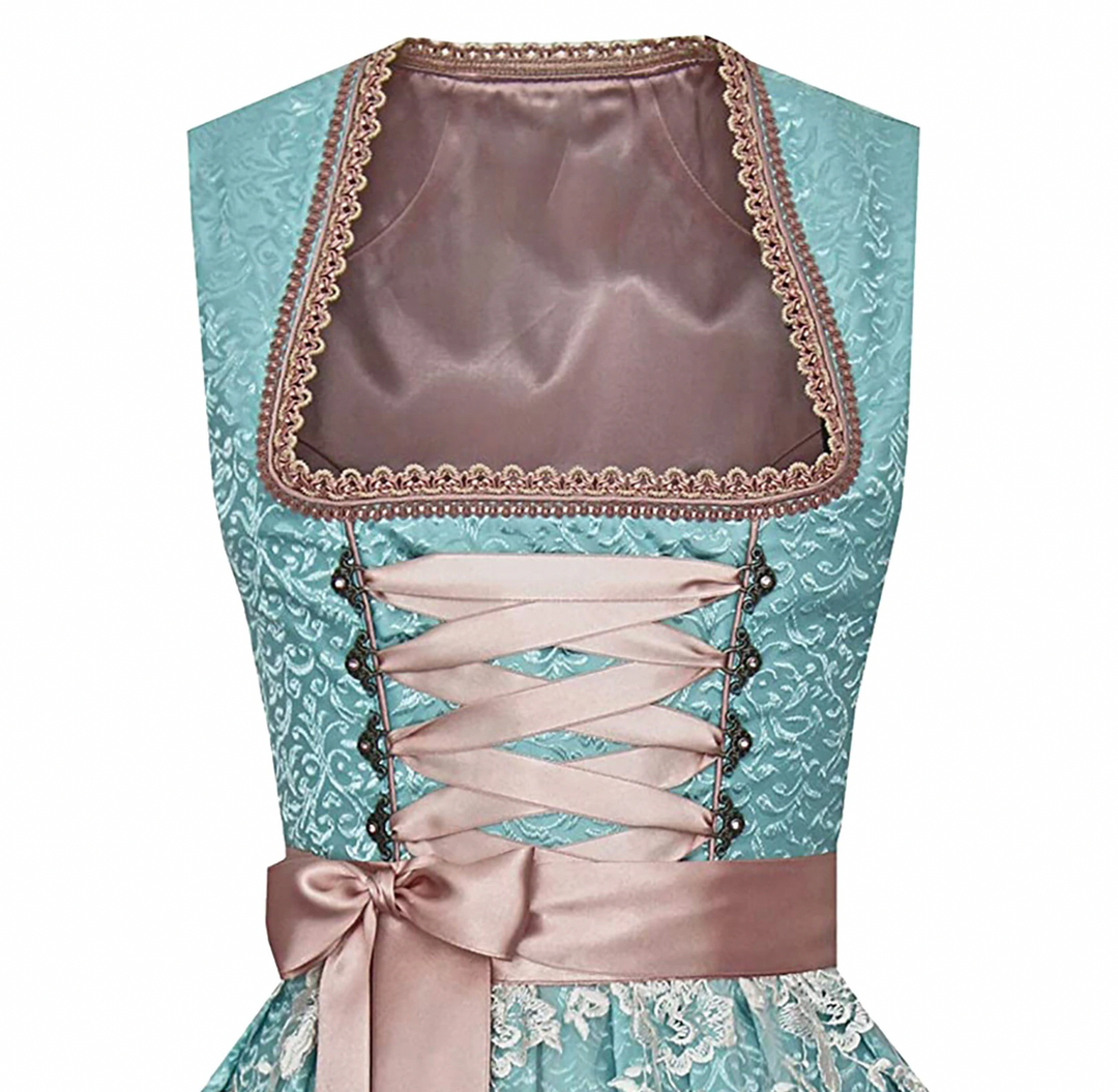 "Traditionell damdirndl med blus, elegant och klassisk design för kulturella evenemang som Oktoberfest."
