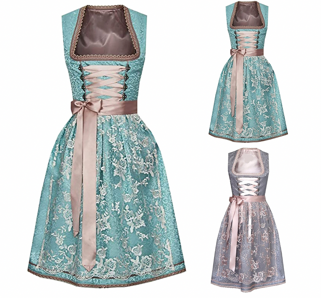 "Traditionell damdirndl med blus, elegant och klassisk design för kulturella evenemang som Oktoberfest."