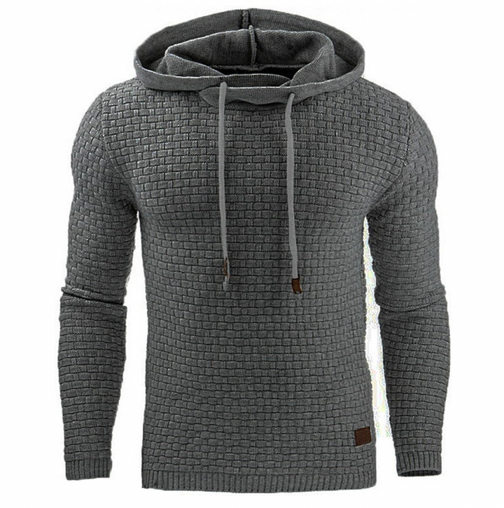 Trendig herrhoodie i mjuk bomull, modern design, ljusgrå färg, perfekt för både vardag och avslappnade kvällar.