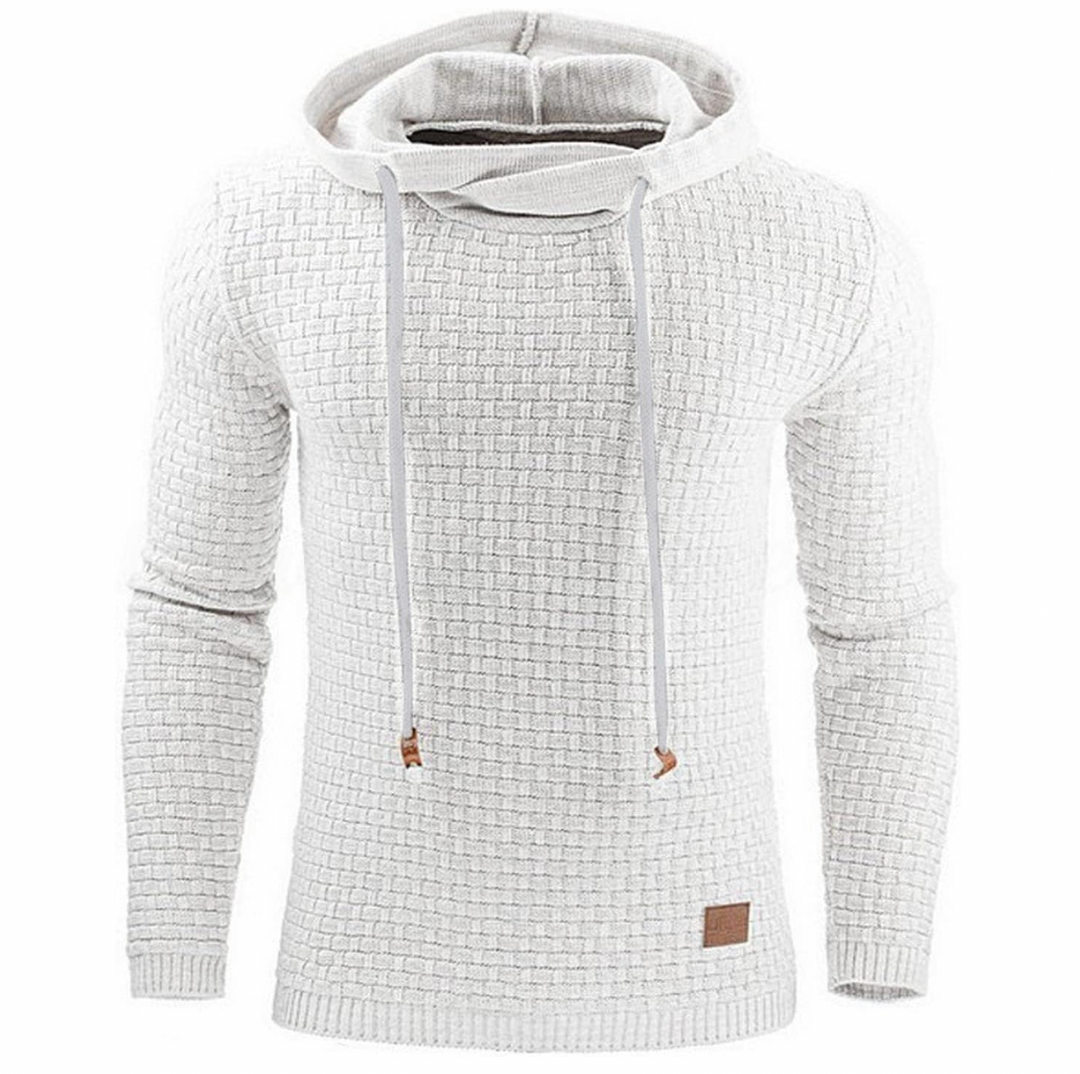 Trendig herrhoodie i mjuk bomull, modern design, ljusgrå färg, perfekt för både vardag och avslappnade kvällar.