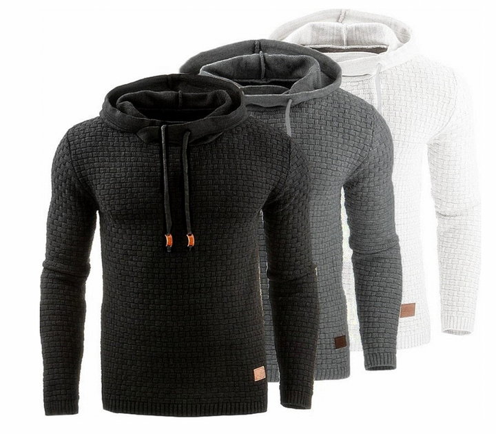 Trendig herrhoodie i mjuk bomull, modern design, ljusgrå färg, perfekt för både vardag och avslappnade kvällar.