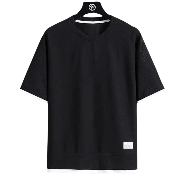 "Ultramjuk herr våffel-T-shirt i premiumkvalitet med kort ärm och ventilerande struktur, stilfull och bekväm look."