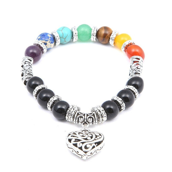 Unisex 7 Chakra armband med naturliga halvädelstenar, färgstarka stenar som ametist, lapis lazuli och turkos för balans.