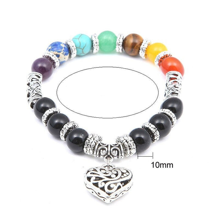 Unisex 7 Chakra armband med naturliga halvädelstenar, färgstarka stenar som ametist, lapis lazuli och turkos för balans.