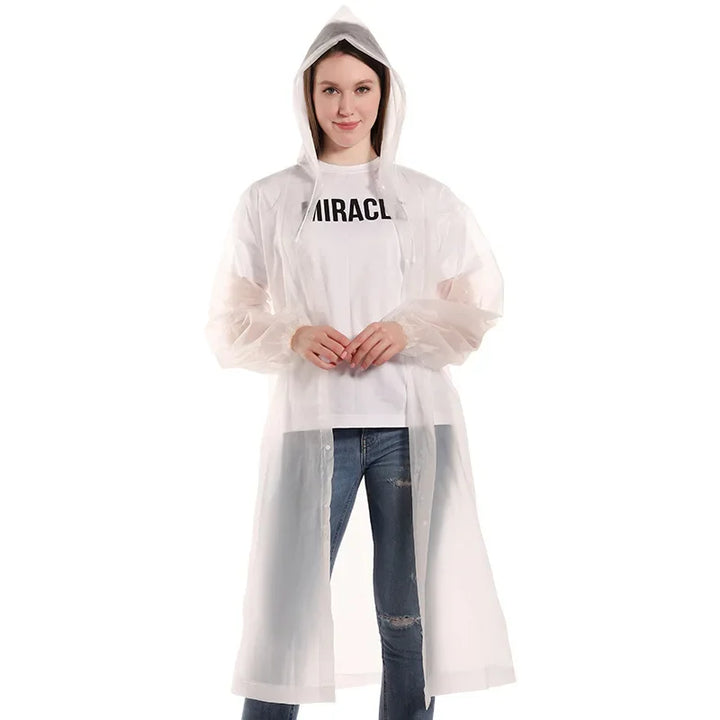 Unisex regnjacka i svart, hopfällbar och vattentät, perfekt för utomhusäventyr
