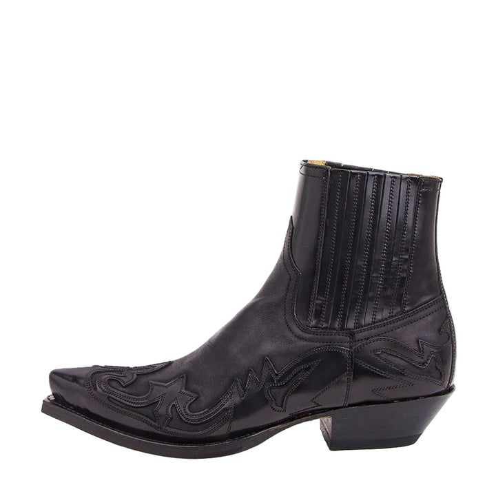 Unisex cowboystövlar med broderi, västerländsk stil, brun färg, läderliknande yta, för män och kvinnor, tidlös elegans.