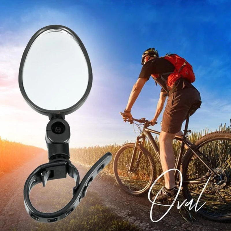 "Unisex cykelbackspegel 360° rotation, oval form, stabil montering, ger breda vyer för cykelentusiasten"