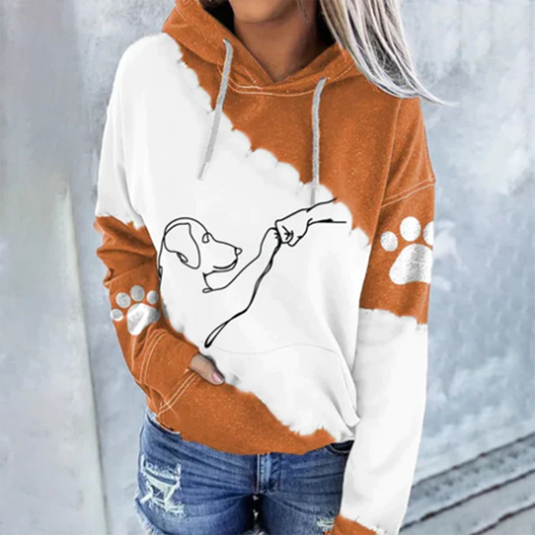 "Unisex hoodie med hundmotiv, mjuk och stilren, perfekt för djurälskare. Blå huvtröja med trendigt hundtryck."